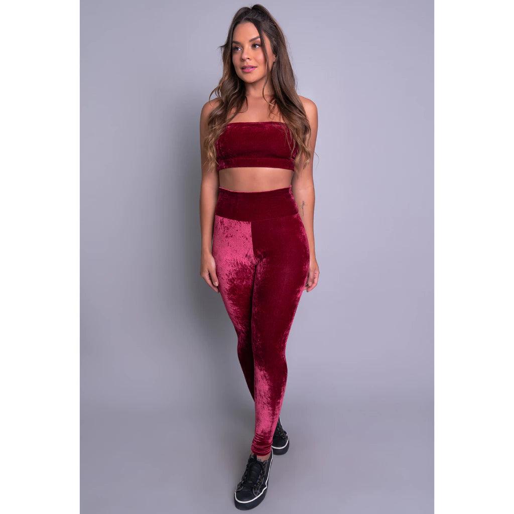 Calça legging de veludo fashion feminina